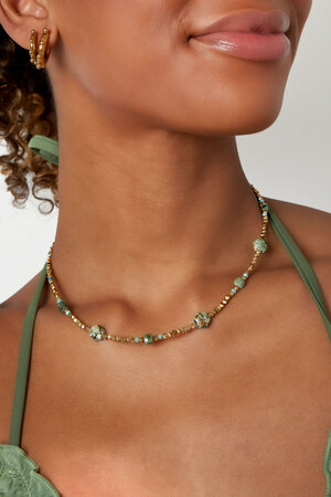 Beaded necklace different beads - green & gold Stainless Steel h5 Picture3